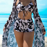 AMALFI - High-Waist Bikini Set with Cover-Up