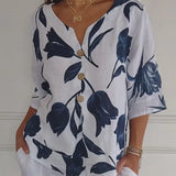 Eluriel - Floral Button-Up Blouse