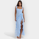 Abito con Spacco e Volant Regolati