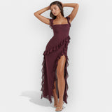 Abito con Spacco e Volant Regolati