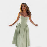 Abito Midi Retro con Spalline Sottili