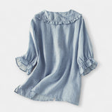 Camicia a Righe con Collo Decorativo