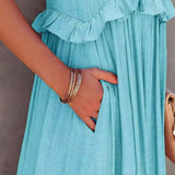Robyn - Halter Ruffle Maxi Dress