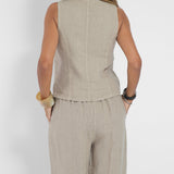 Aira - Buttoned Vest & Wide-Leg Trousers Set