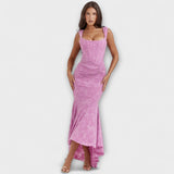 Abito Lungo con Corsetto Elegante e Raffinato