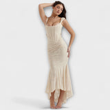 Abito Lungo con Corsetto Elegante e Raffinato