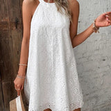 Jessy - Eyelet Halter Mini Dress