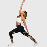 Pantaloni da Allenamento a Vita Alta con Stampa Leopardo