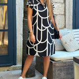 Ellanore - Geometric Print Polo Dress