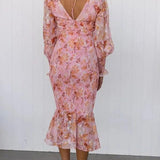 Taisie - Floral Ruffle Midi Dress