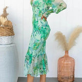 Taisie - Floral Ruffle Midi Dress