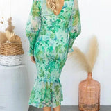 Taisie - Floral Ruffle Midi Dress