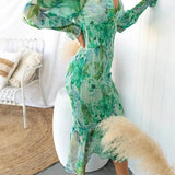 Taisie - Floral Ruffle Midi Dress