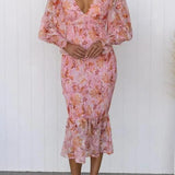 Taisie - Floral Ruffle Midi Dress