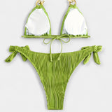 Set di Bikini a Righe con Cuciture