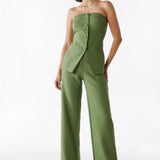 BRIA - Strapless Buttoned Two-Piece Set