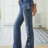 Zyrain - Floral Accent Jeans