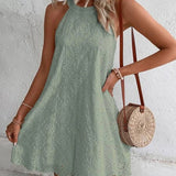 Jessy - Eyelet Halter Mini Dress