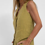 Aira - Buttoned Vest & Wide-Leg Trousers Set