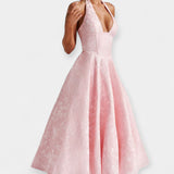 Abito Midi con Schiena Scoperta e Design a Corpetto