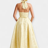 Abito Midi con Schiena Scoperta e Corsetto Elegante