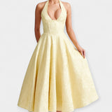 Abito Midi con Schiena Scoperta e Corsetto Elegante