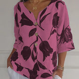 Eluriel - Floral Button-Up Blouse