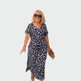 Abito con stampa leopardata e Scollo a V Impeccabile