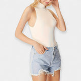 Body Senza Maniche con Collo Alto