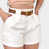 Pantaloni Corti Plissettati a Vita Alta