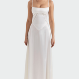 Abito Maxi in Satin con Spalline Sottile