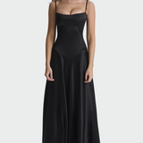Abito Maxi in Satin con Spalline Sottile