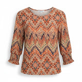 Mackenzie - Printed Charm Top Orange Red