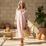 Cerys - Elegant Striped Shirt Dress