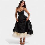 Abito Midi con Trasparenze in Tulle