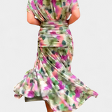 Abito Lungo Floreale con Scollatura a V e Romantica Eleganza