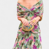 Abito Lungo Floreale con Scollatura a V e Romantica Eleganza