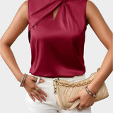 Blusa Elegante in Satin Senza Maniche