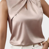 Blusa Elegante in Satin Senza Maniche