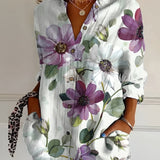 Eleanor | Elegant Floral Pattern Front Blouse