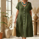 Poppy | Everyday Comfort Cotton–Linen Midi Dress