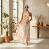 Lily - Watercolour Print Maxi Dress