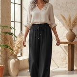 Grace | Wide-leg Pants in Cotton and Linen Blend